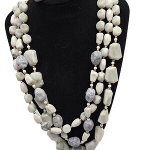 Sugarfix Artist Necklace Chunky Natural Stones White Light Grey 12